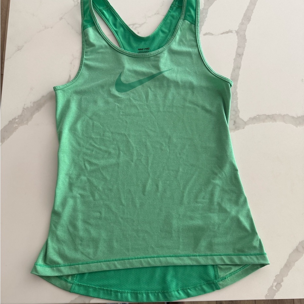 Nike Green Asymmetrical Fitted Tank Top